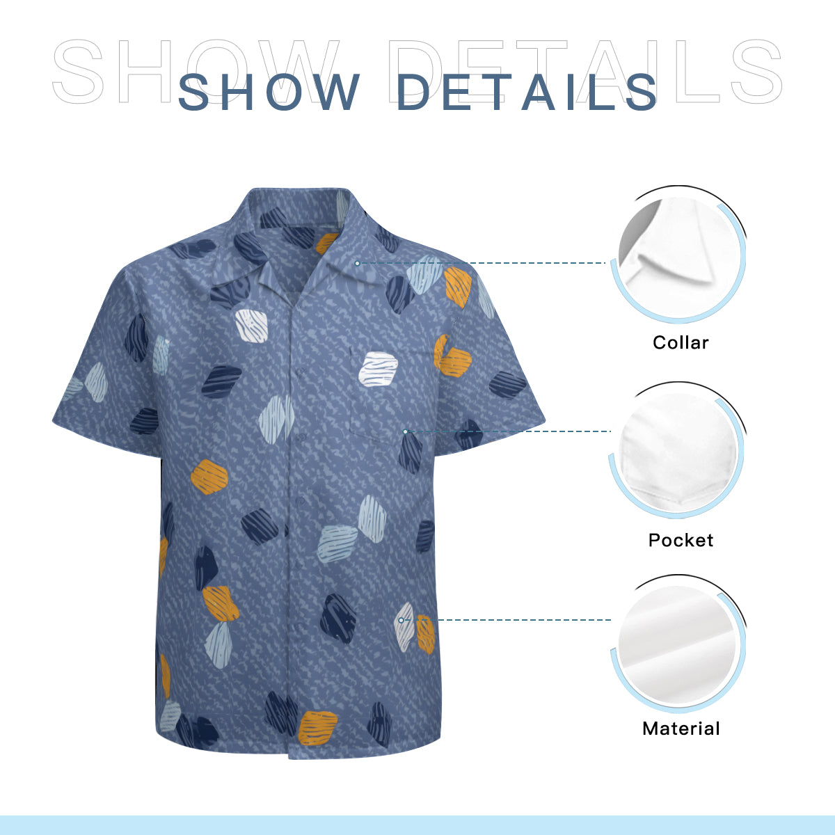 Abstract Denim Pattern Men's Casual Short-Sleeved Shirt