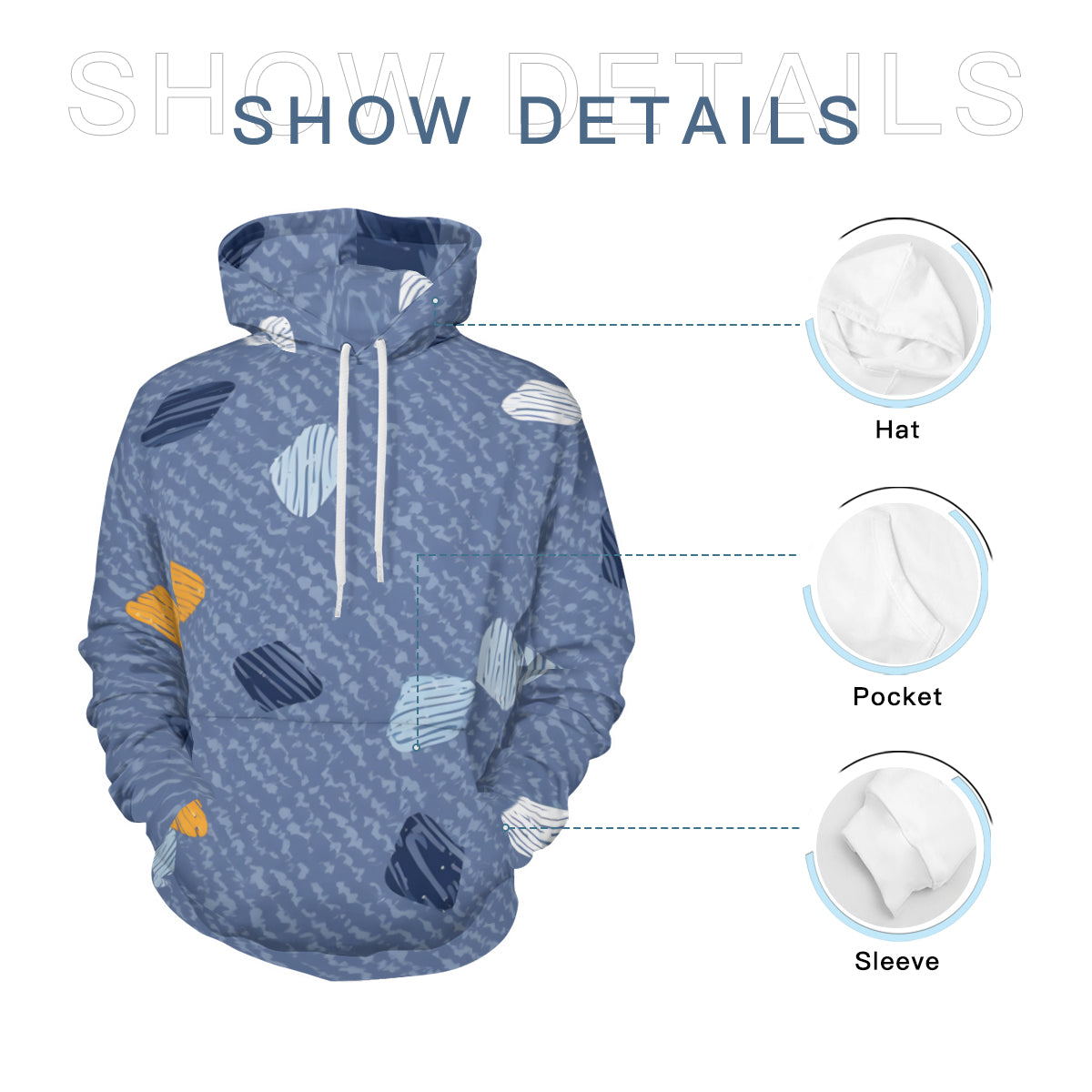 Abstract Denim Pattern Men's Adult Hoodie Set (Double-Layer Hood)