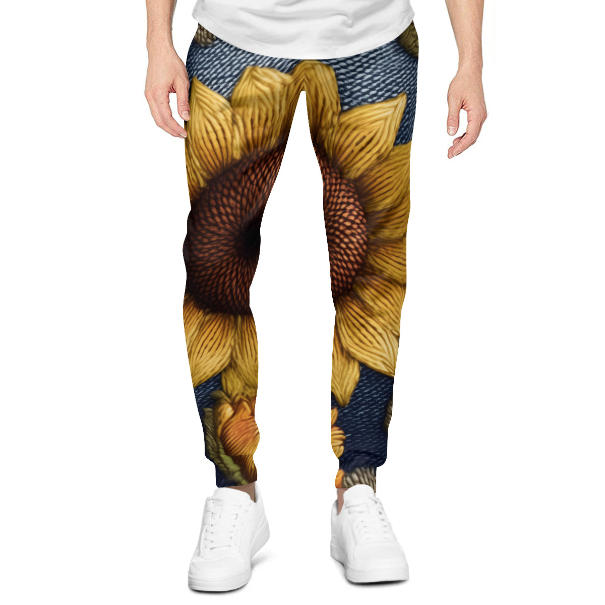 Sunflower Pattern Men's Adult Hoodie Set (Double-Layer Hood)