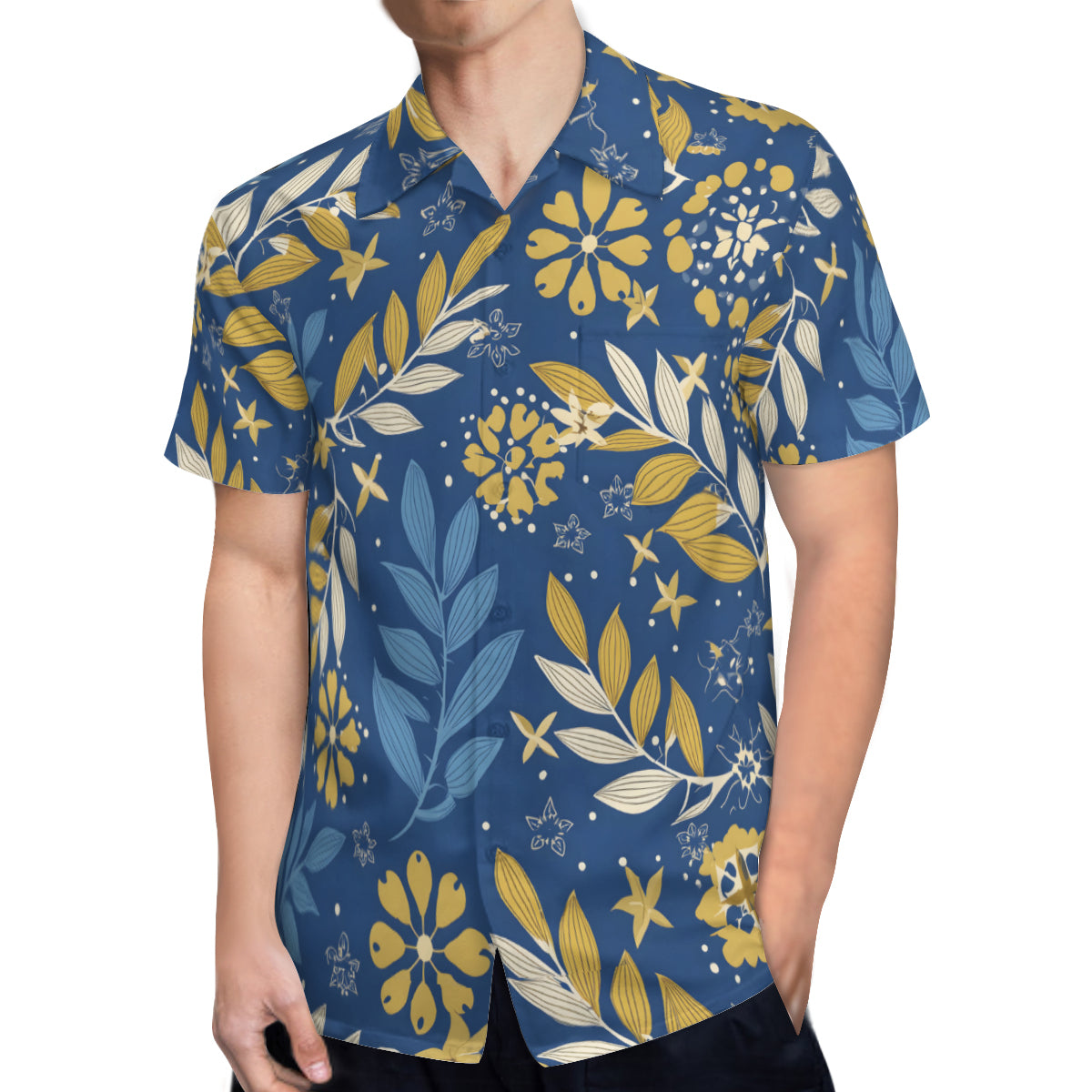 Tropical Pattern Men's Casual Short-Sleeved Shirt