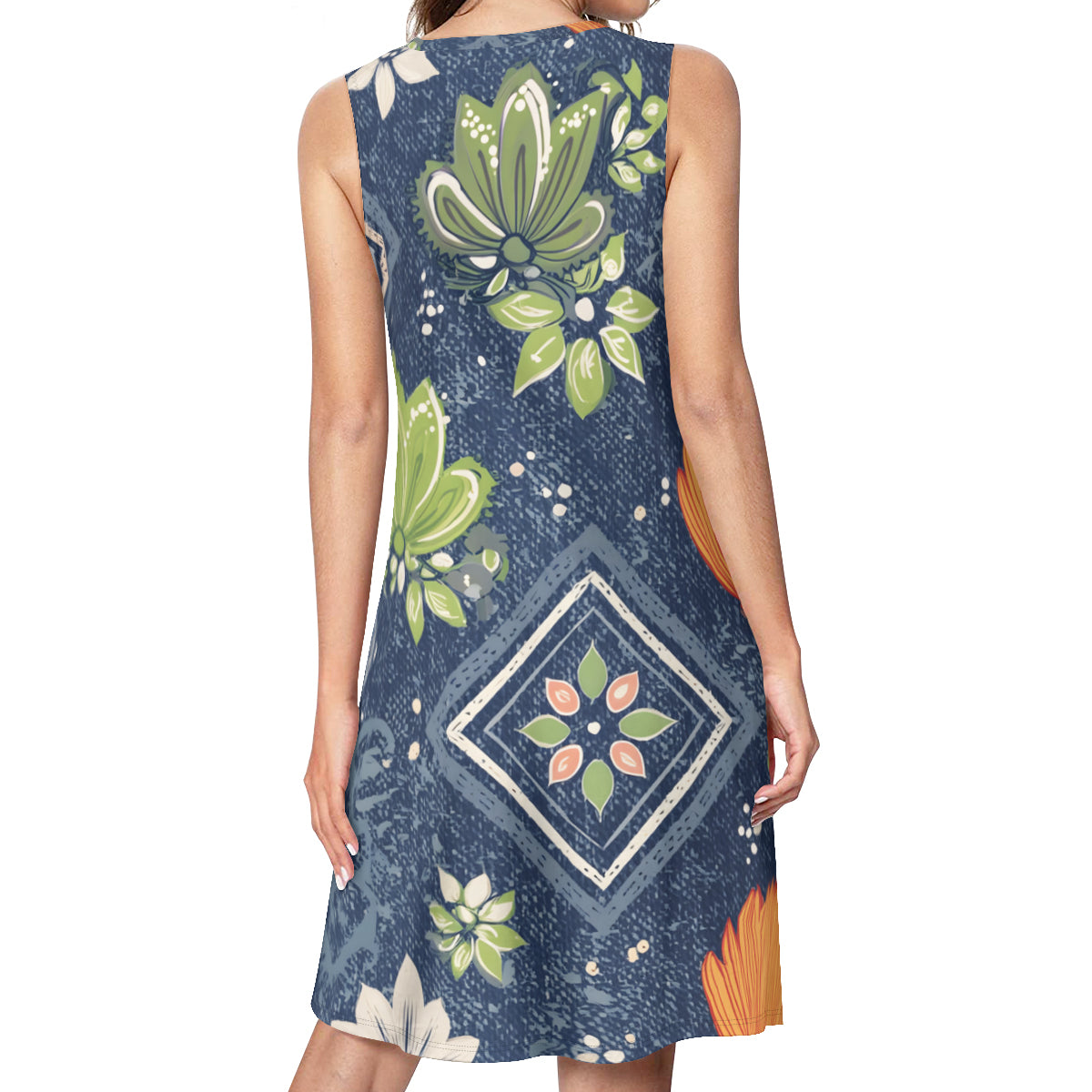 Dark Blue Abstract Women's Casual Dress
