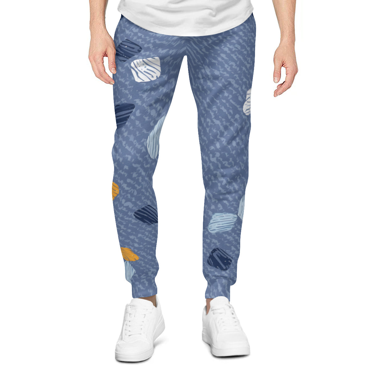 Abstract Denim Pattern Men's Adult Hoodie Set (Double-Layer Hood)