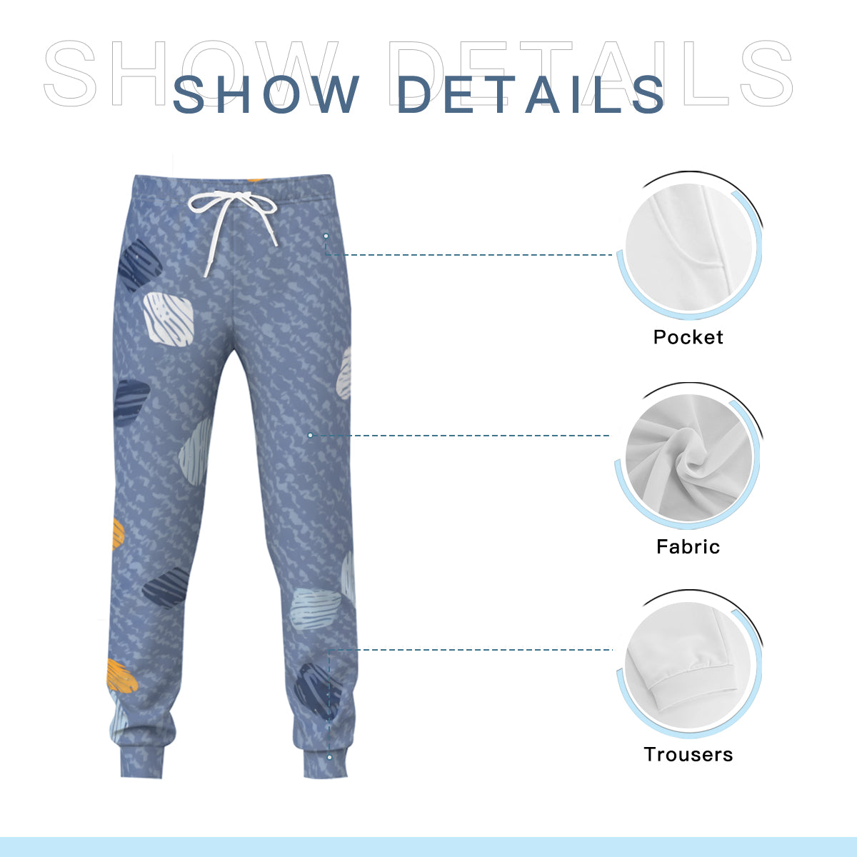Abstract Denim Pattern Men's Adult Hoodie Set (Double-Layer Hood)