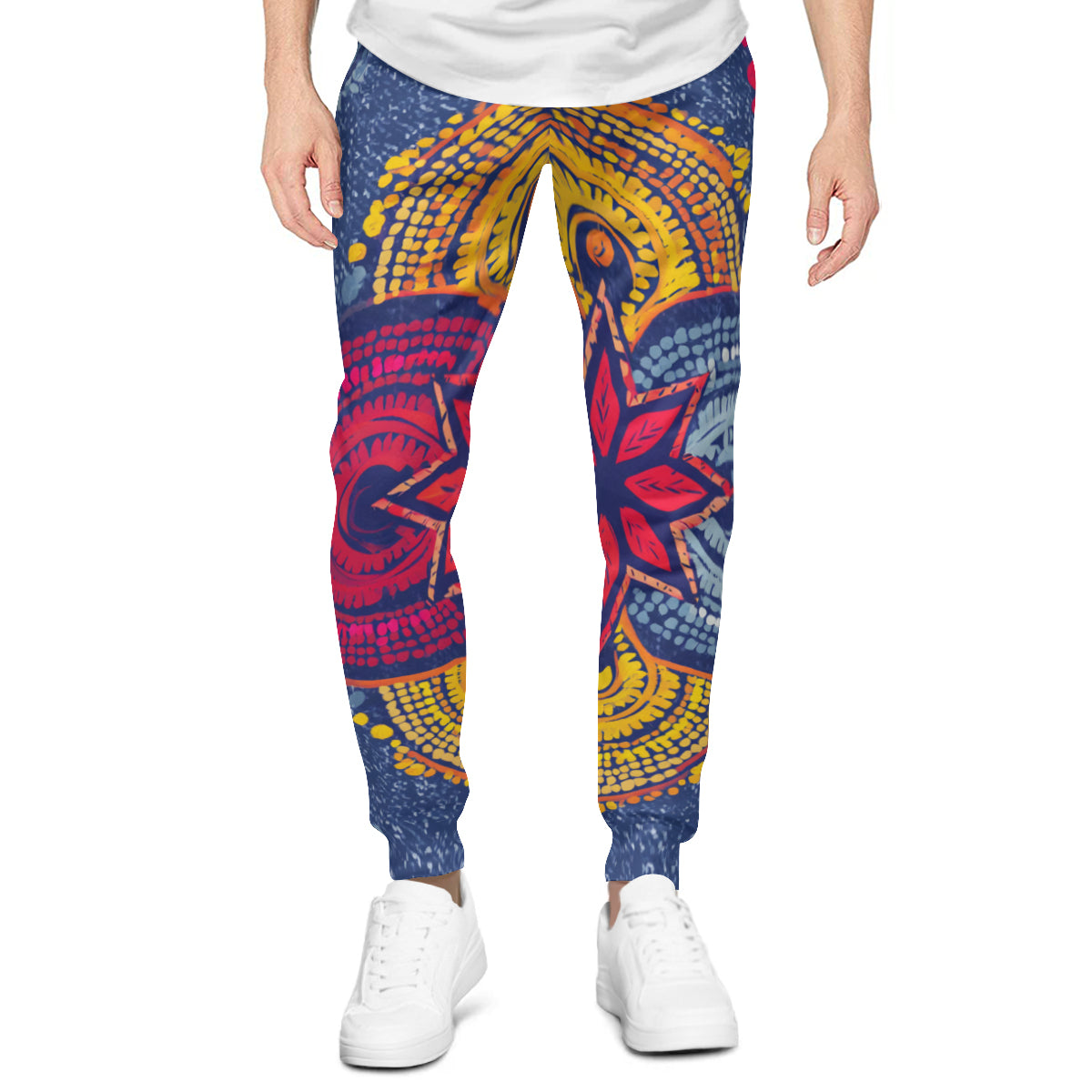 Abstract Blue Pattern Men's Adult Hoodie Set (Double-Layer Hood)