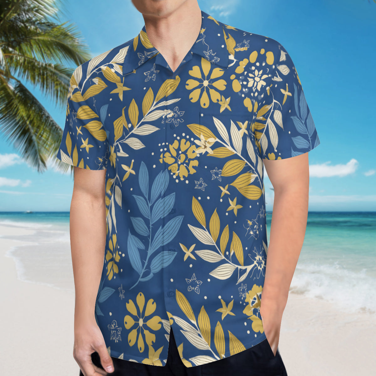 Tropical Pattern Men's Casual Short-Sleeved Shirt