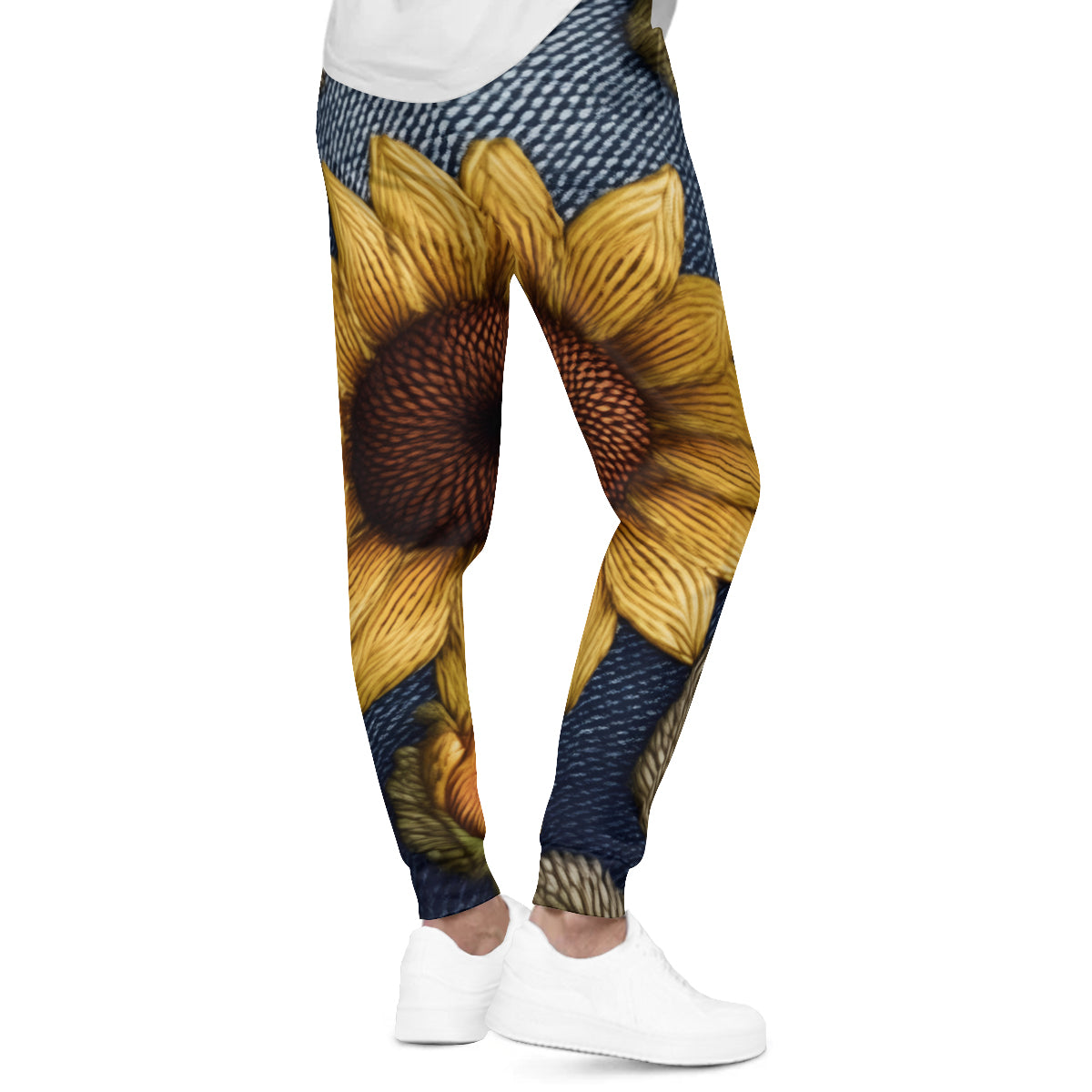 Sunflower Pattern Men's Adult Hoodie Set (Double-Layer Hood)