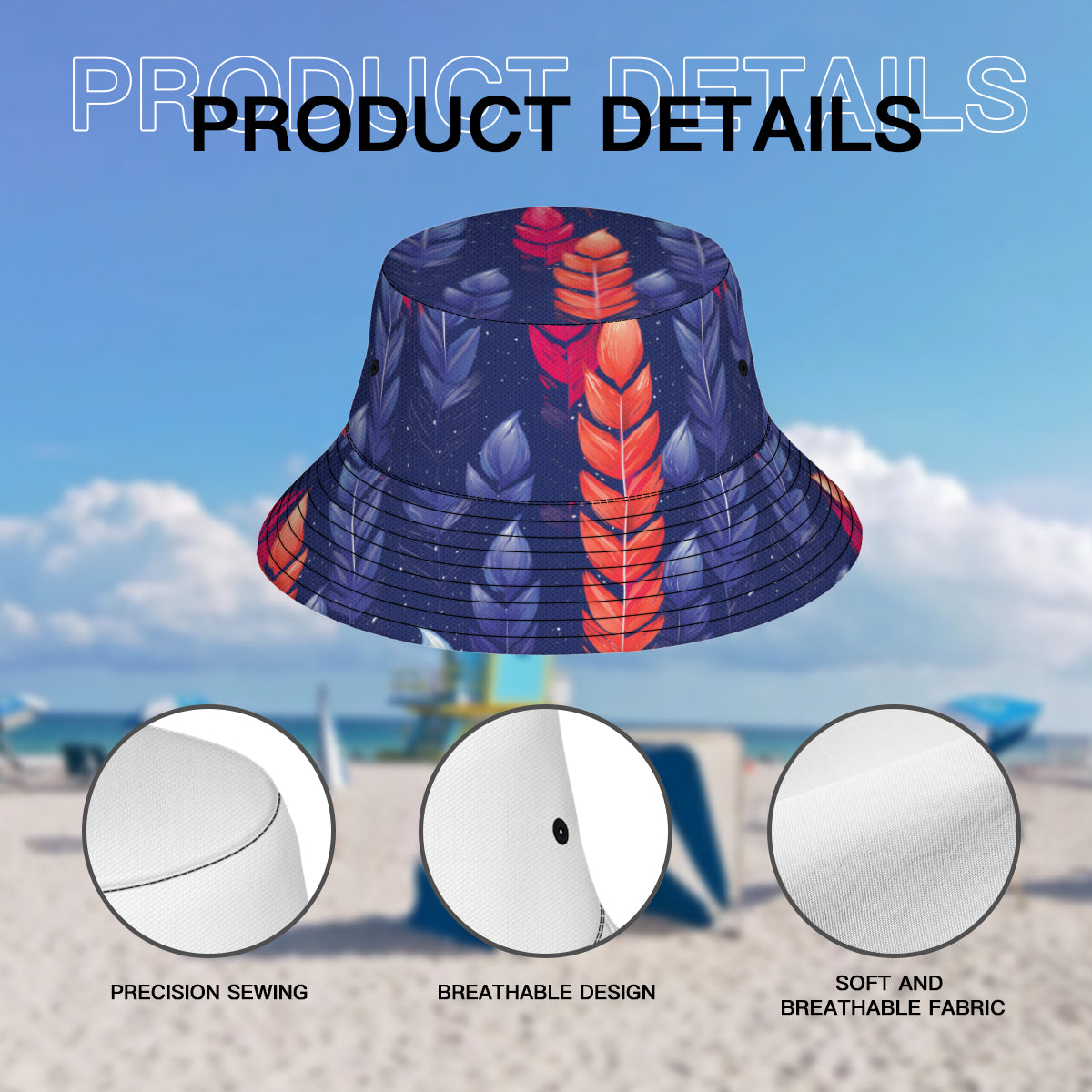 Abstract Pattern Double-Sided Unisex Polyester Bucket Hut
