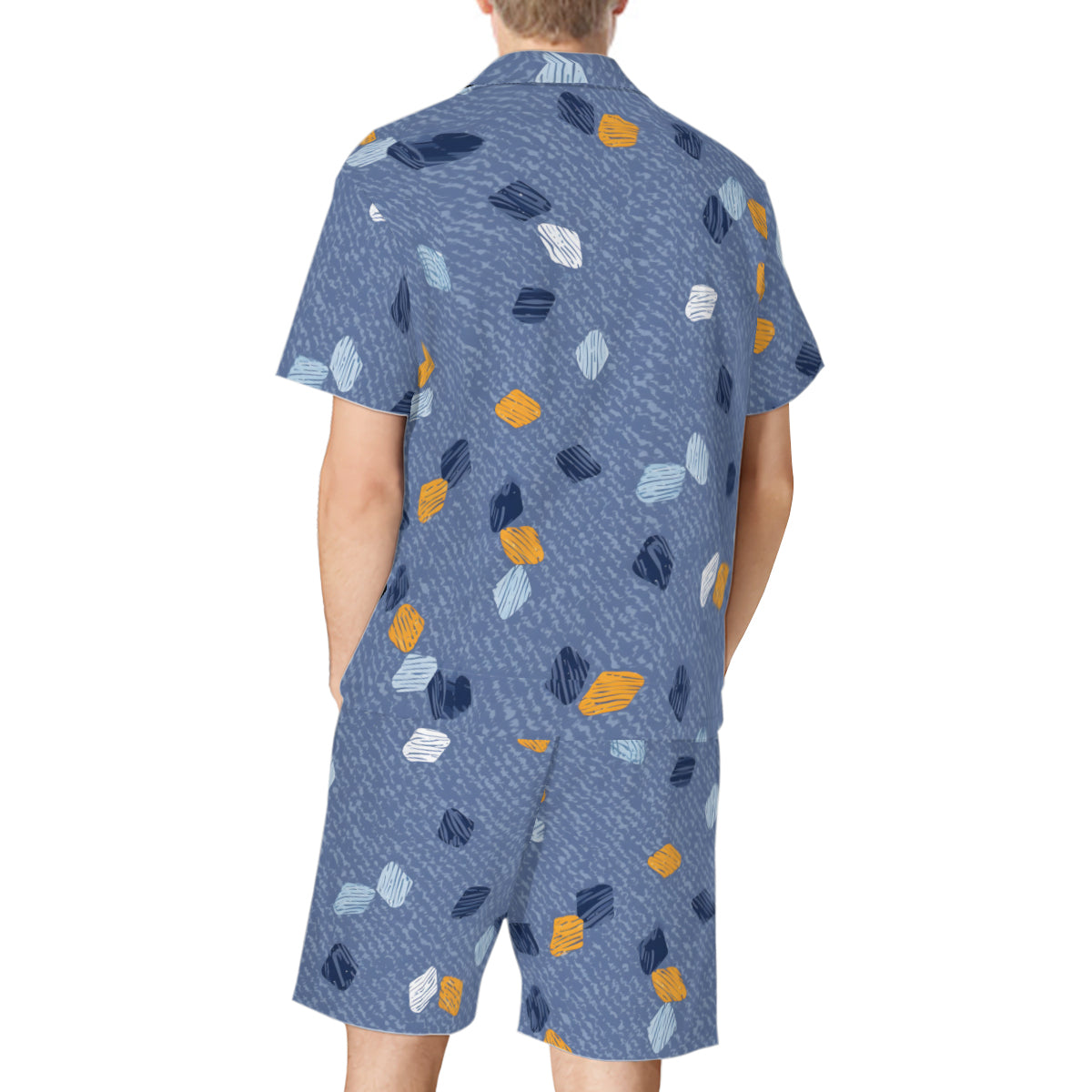 Abstract Denim Pattern Man's Shirt and Short Set