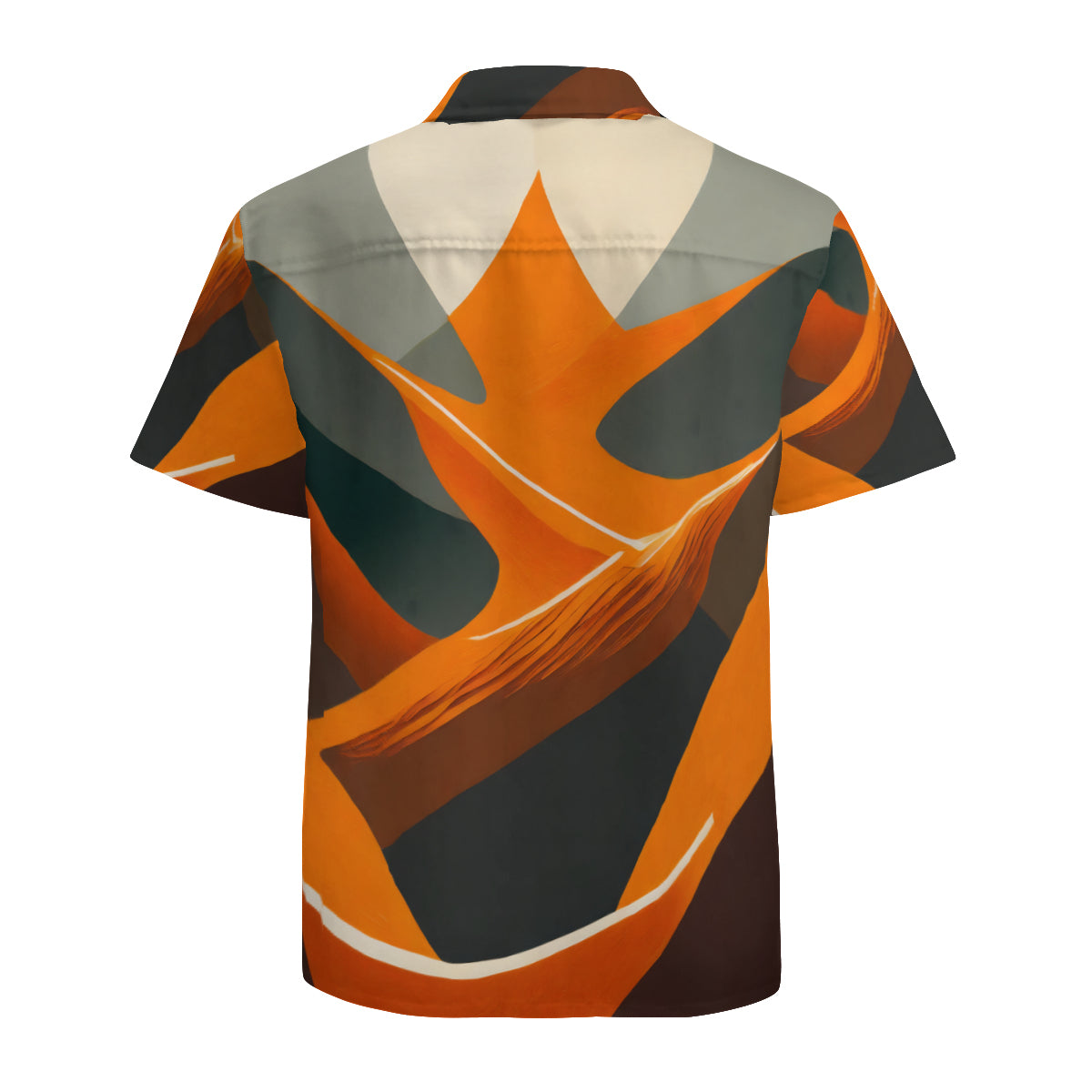 Abstract Orange Casual Short-Sleeved Shirt