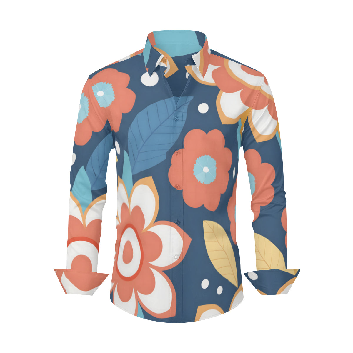 Flowers And Leaves Men's Classic Long-Sleeved Shirt