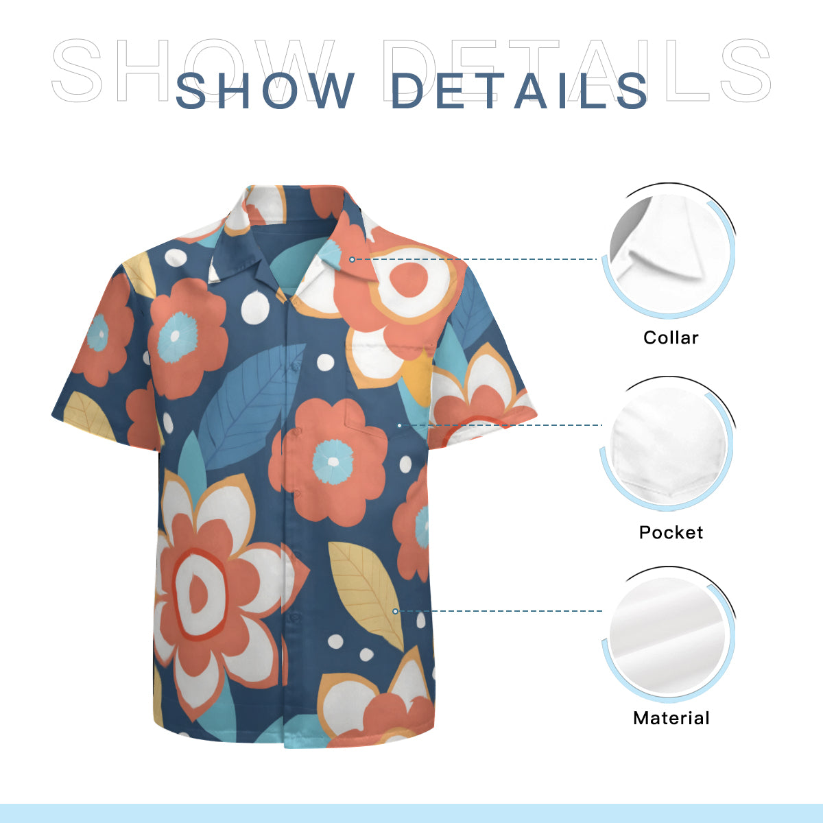 Flowers And Leaves Men's Casual Short-Sleeved Shirt