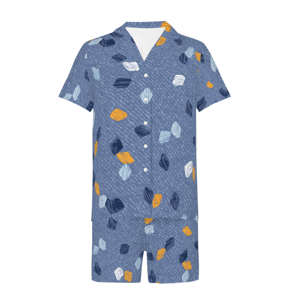 Abstract Denim Pattern Man's Shirt and Short Set