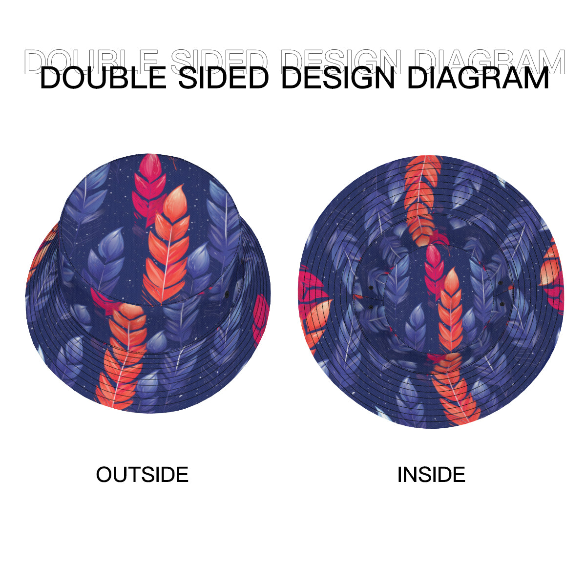 Abstract Pattern Double-Sided Unisex Polyester Bucket Hut