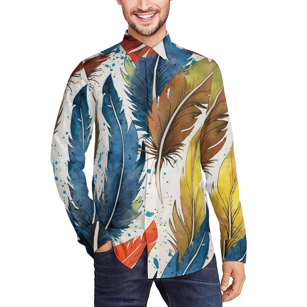 Expressive Feathers Men's Classic Long-Sleeved Shirt |