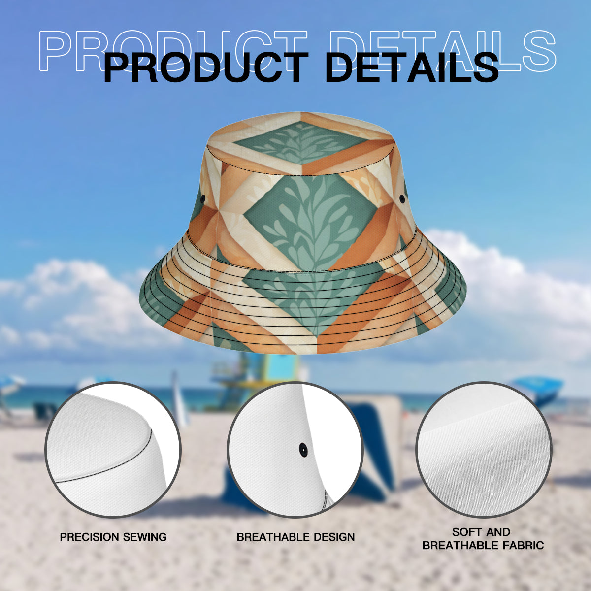 Abstract Pattern Double-Sided Unisex Polyester Bucket Hut