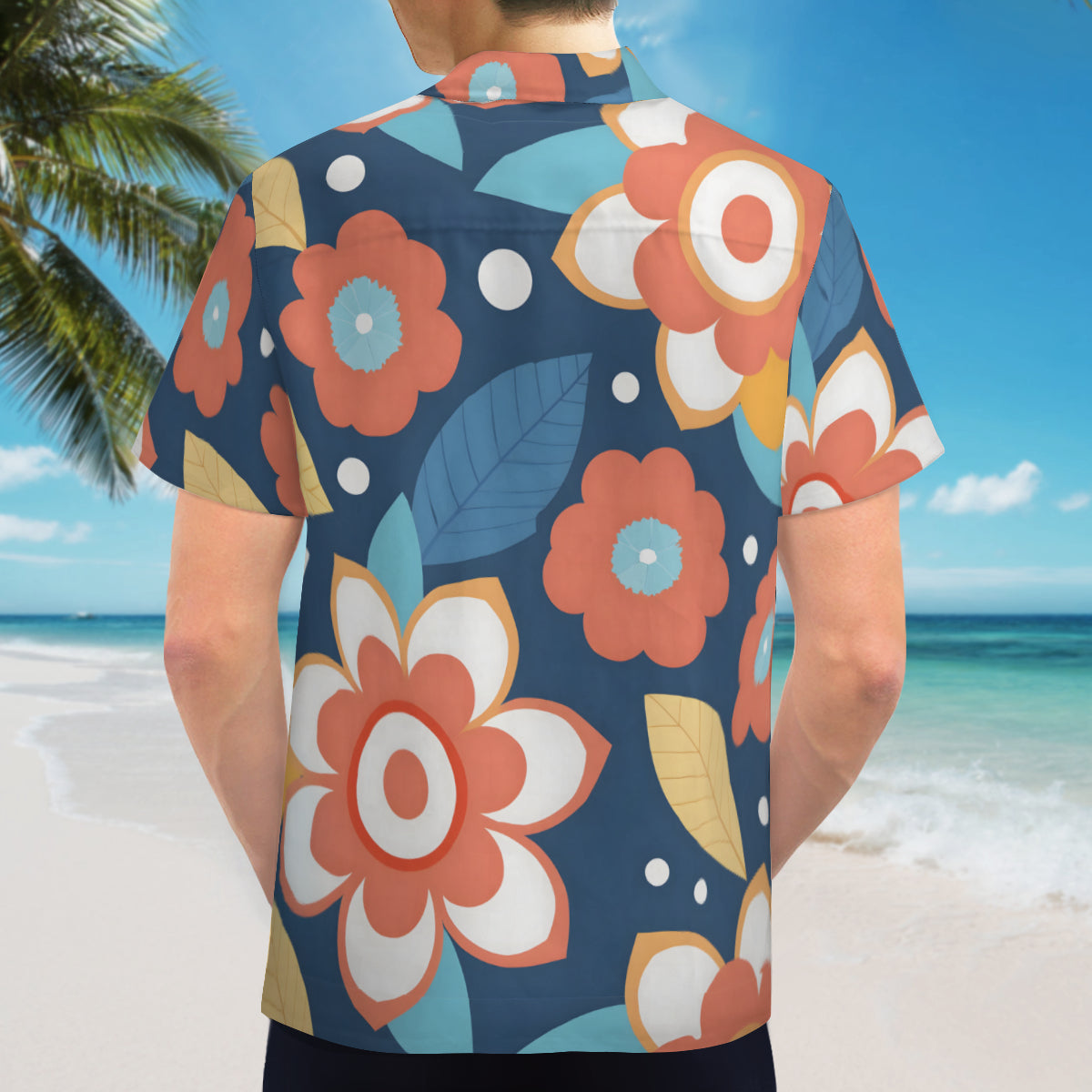 Flowers And Leaves Men's Casual Short-Sleeved Shirt