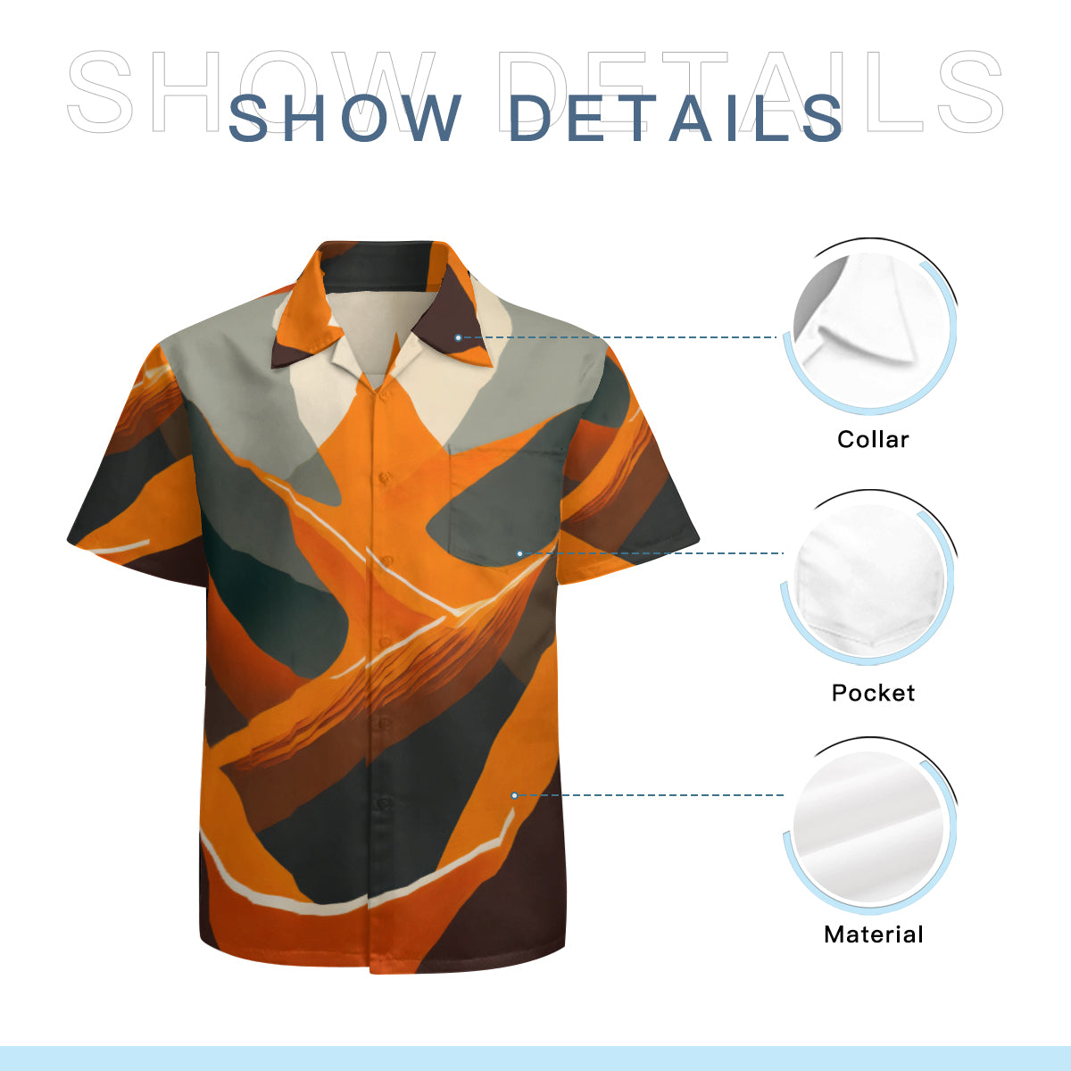 Abstract Orange Casual Short-Sleeved Shirt