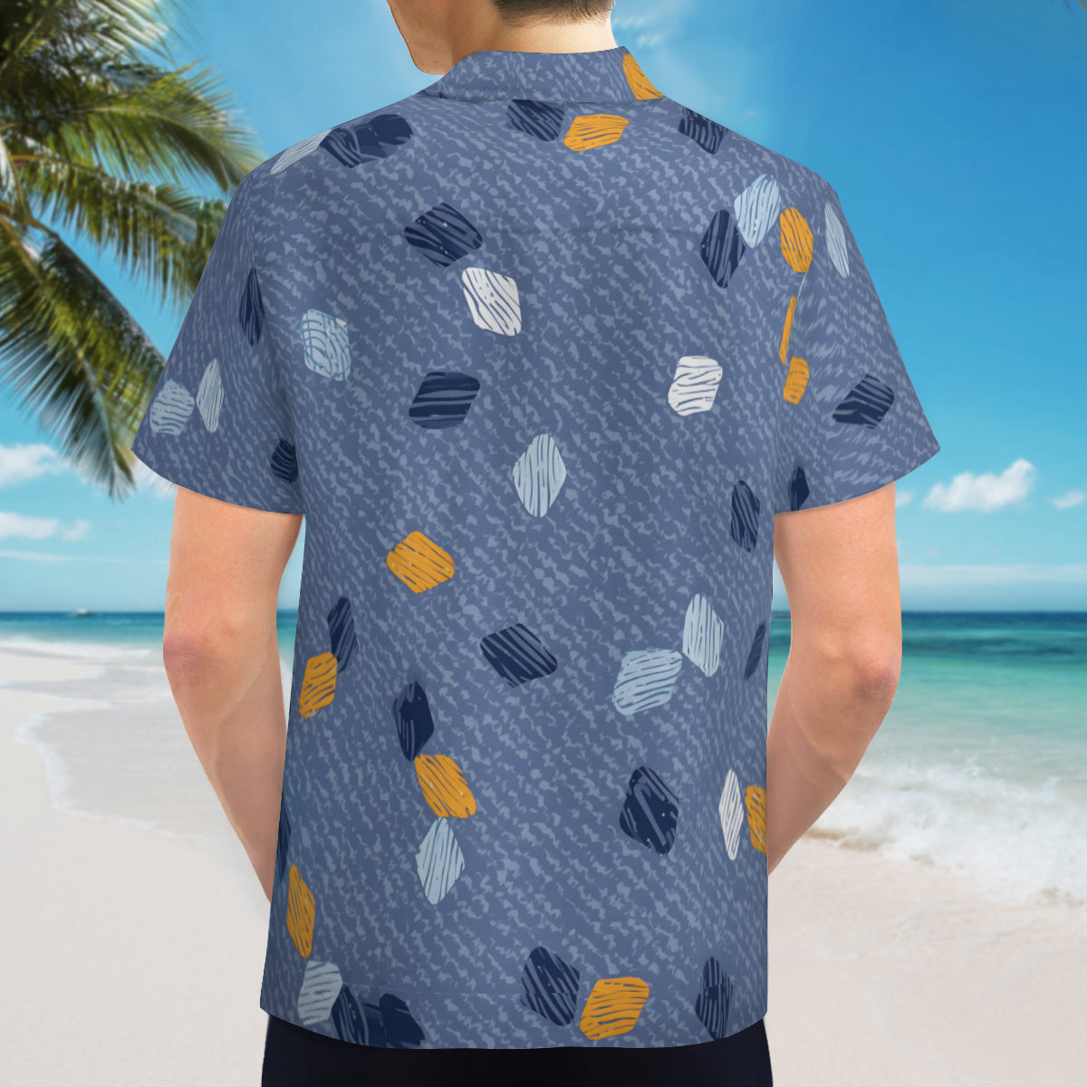Abstract Denim Pattern Men's Casual Short-Sleeved Shirt