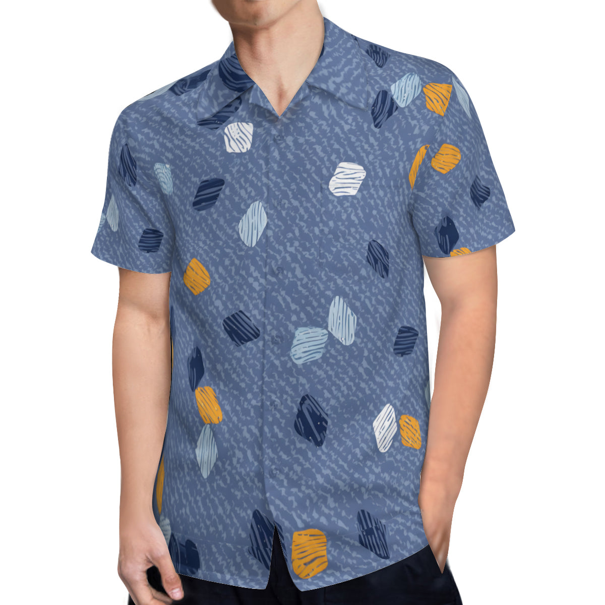Abstract Denim Pattern Men's Casual Short-Sleeved Shirt