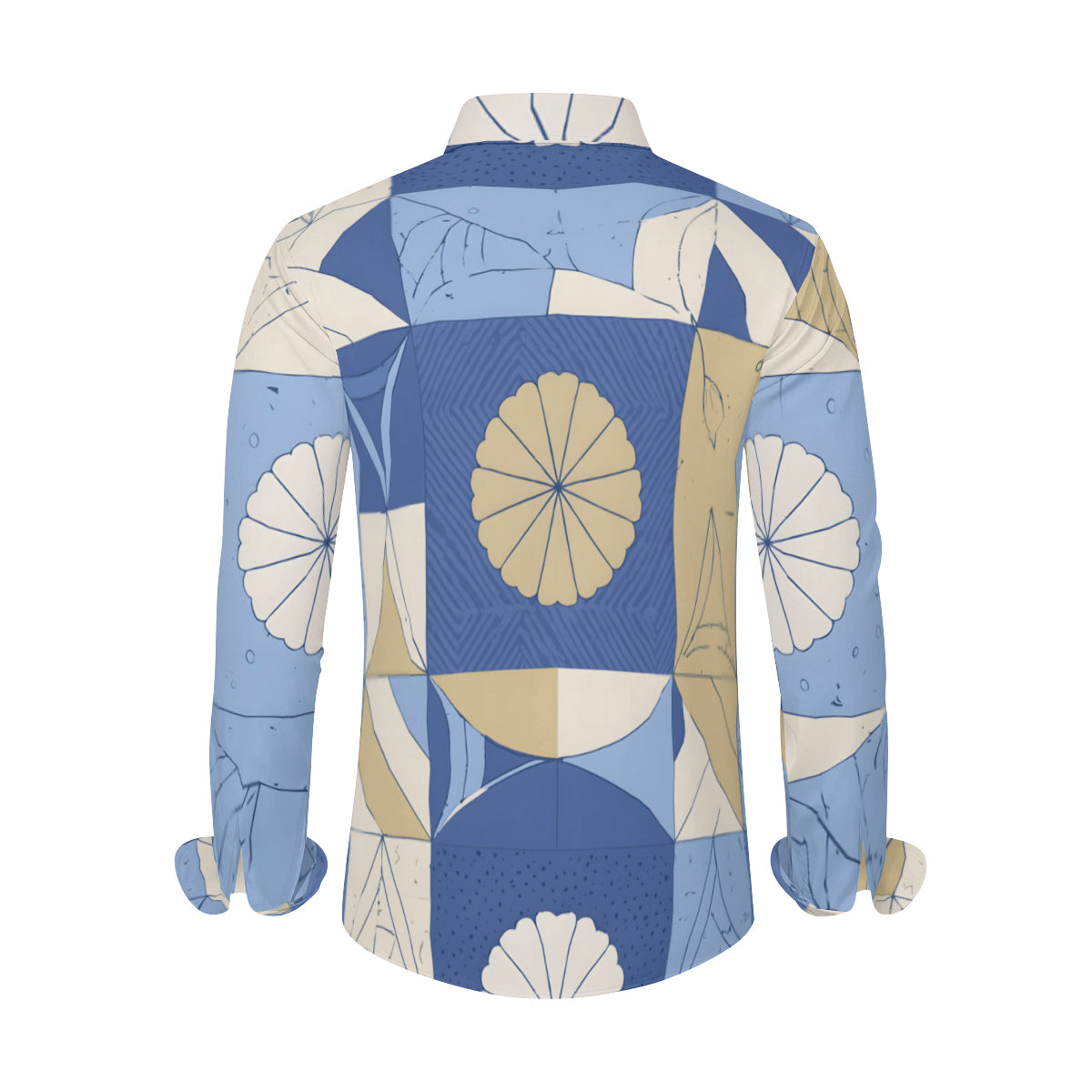 Abstract Blue Pattern Men's Classic Long-Sleeved Shirt