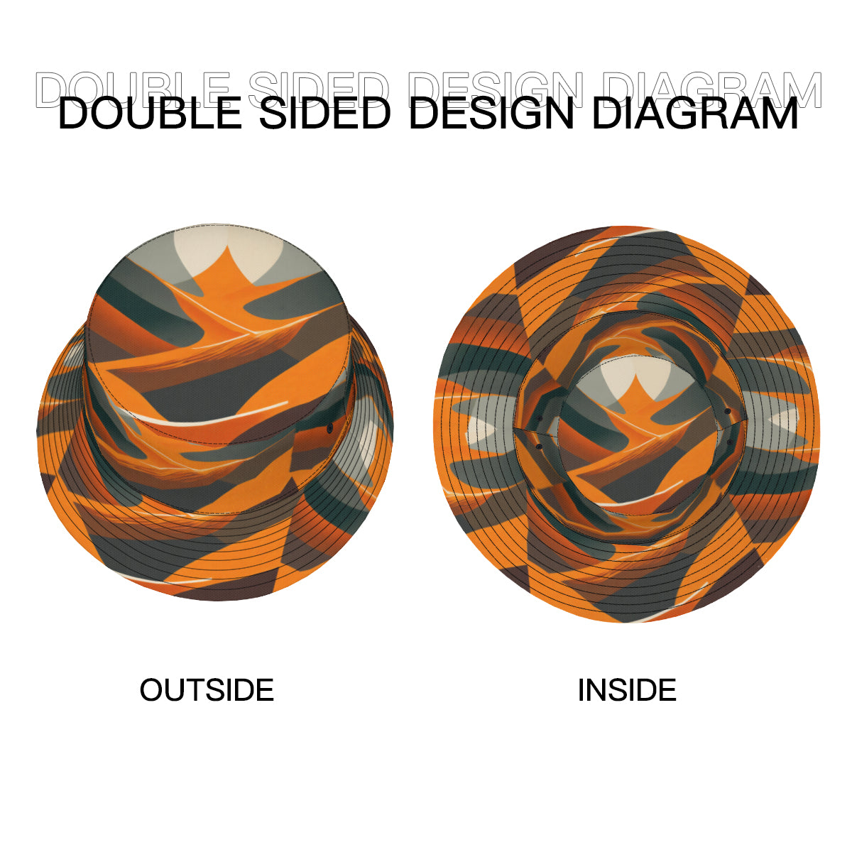 Abstract Orange Double-Sided Polyester Unisex Bucket Hat