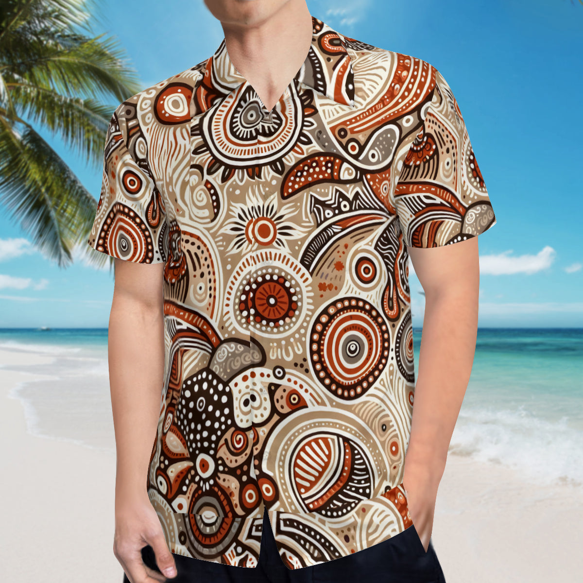 Abstract Motifs Man's Casual Short-Sleeved Shirt