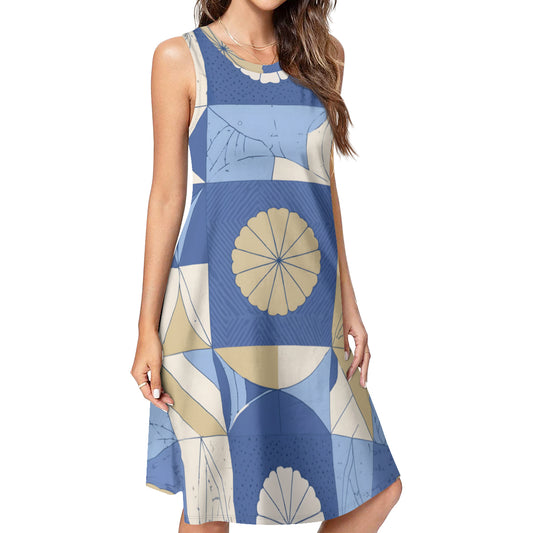 Abstract Blue Pattern Women's Casual Dress