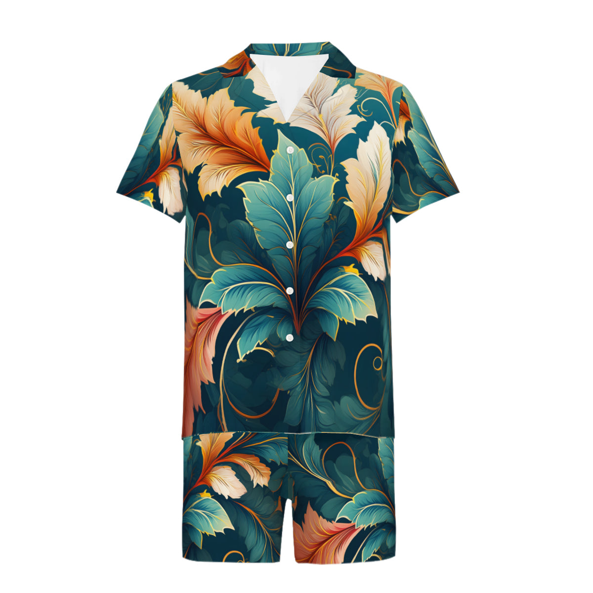 Botanical Pattern Man's Shirt and Short Set