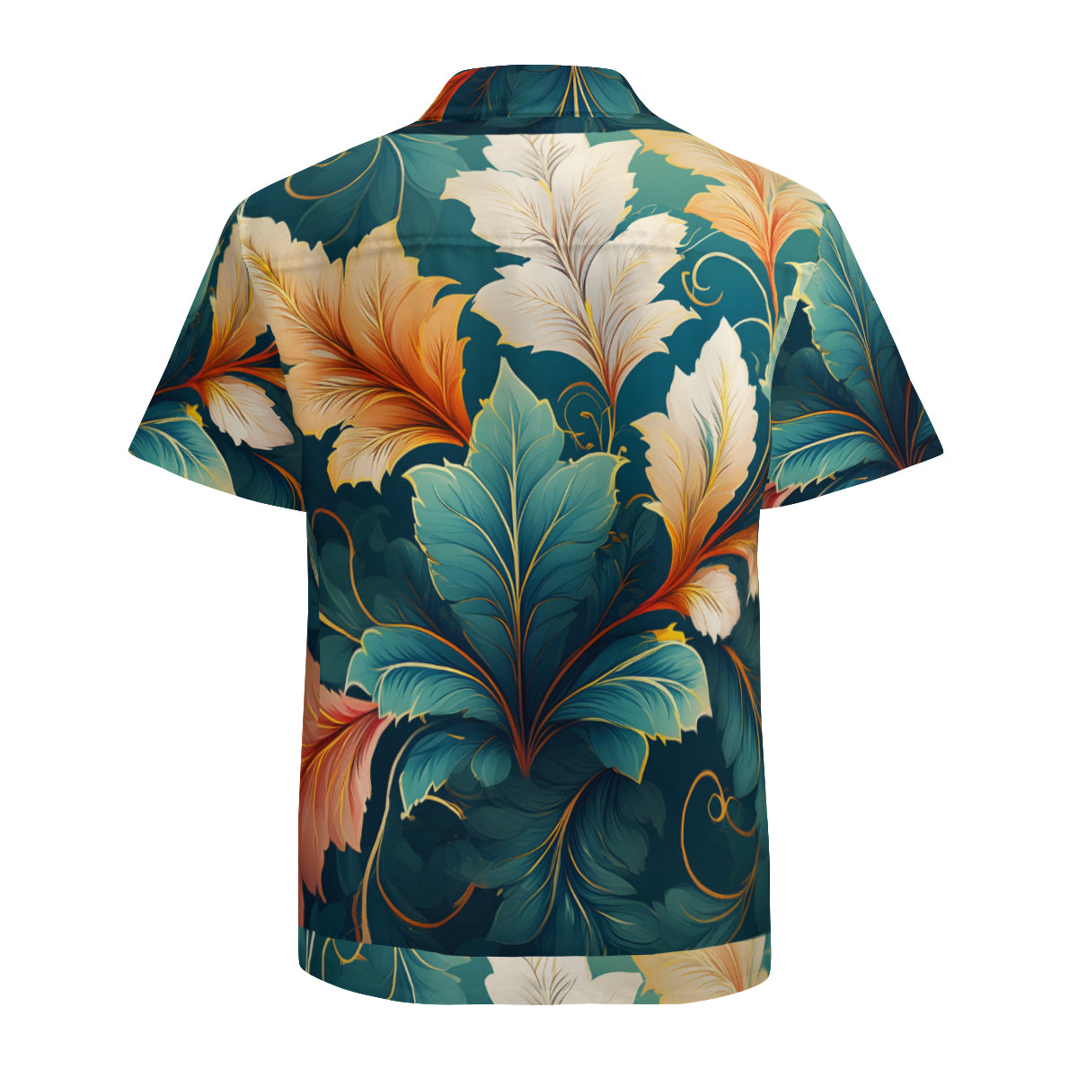 Botanical Pattern Men's Casual Short-Sleeved Shirt