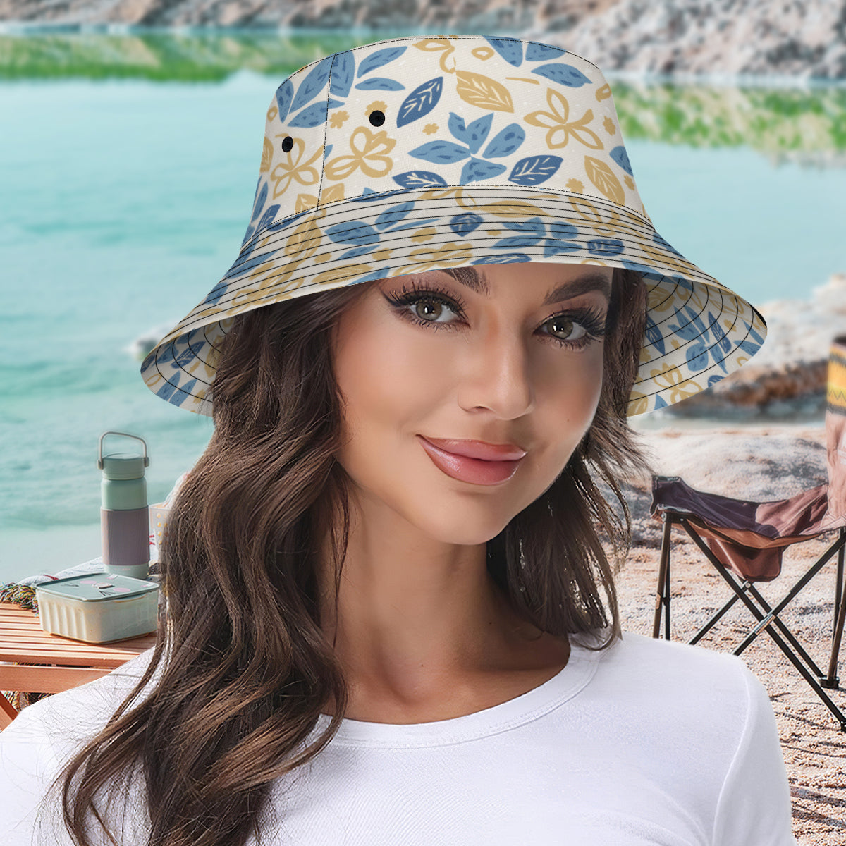 Tropical Floral Pattern Double-Sided Polyester Unisex Bucket Hat