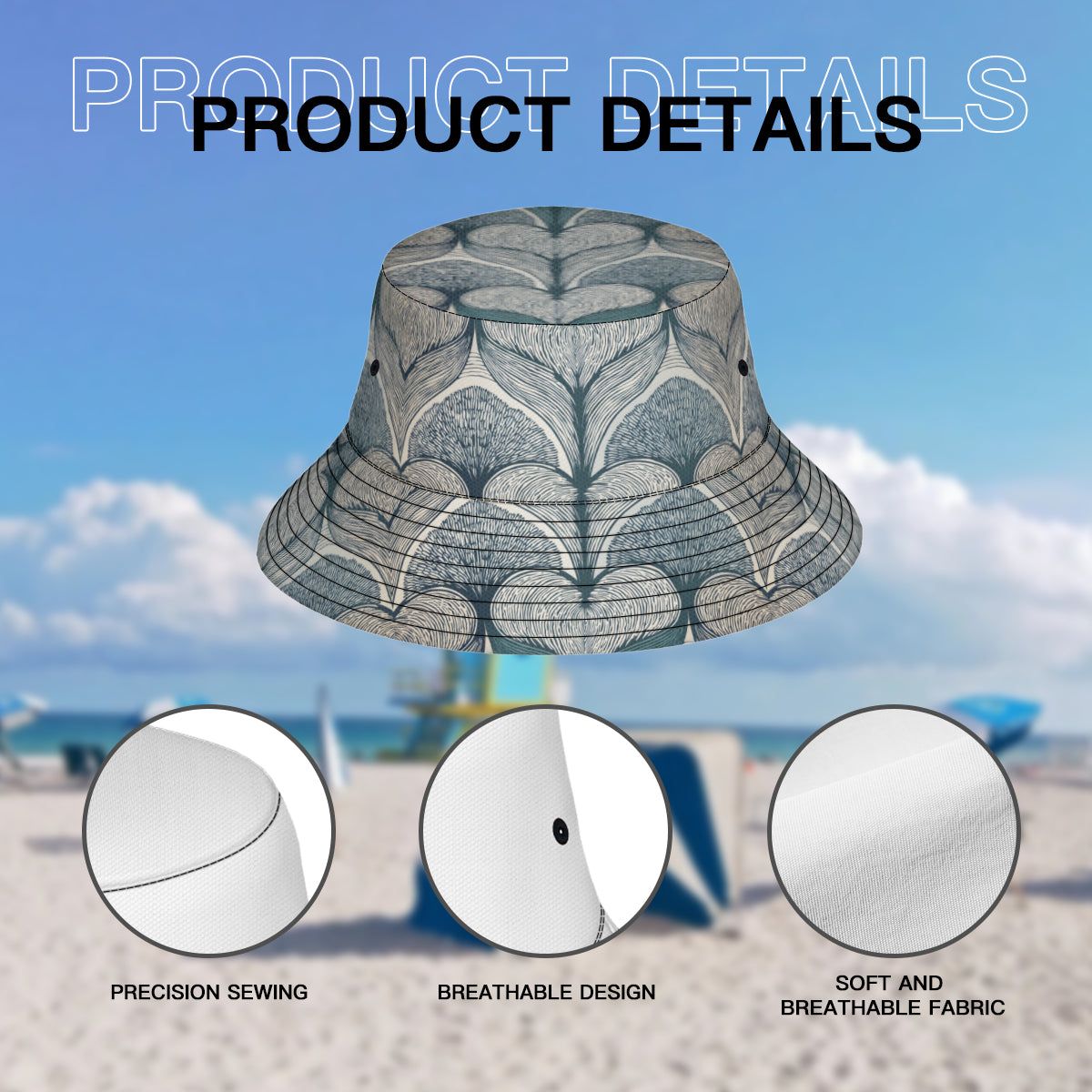 Botanical Patterns Double-Sided Unisex Polyester Bucket Hat