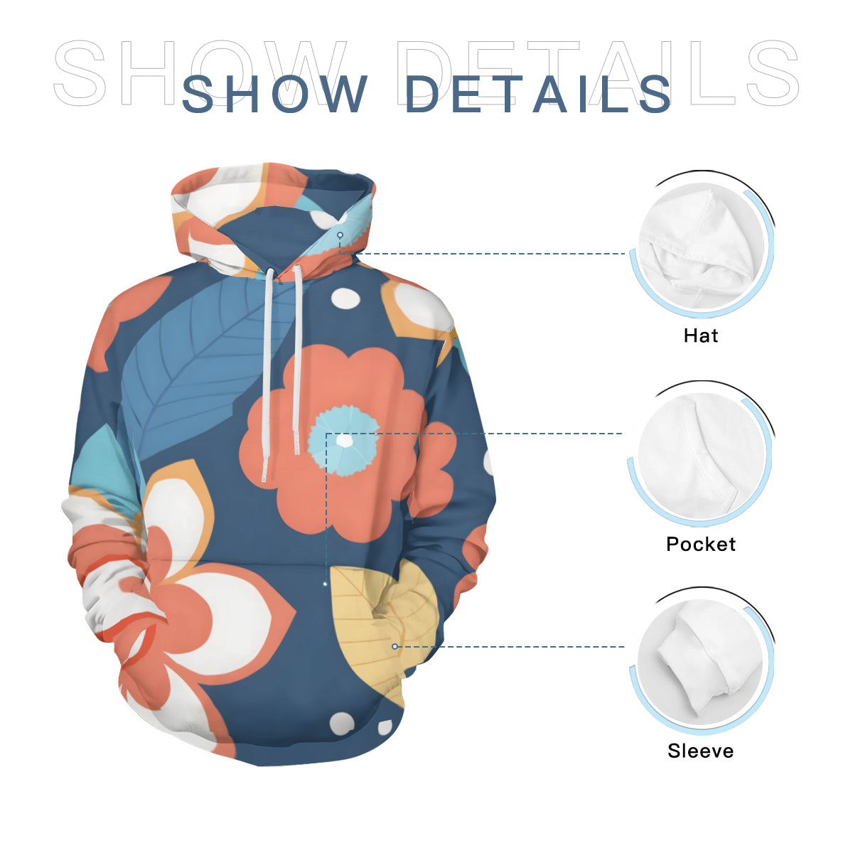 Flowers And Leaves Men's Adult Hoodie Set (Double-Layer Hood)