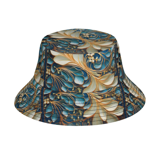 Elegant Floral Pattern Double-Sided Unisex Polyester Bucket Hat