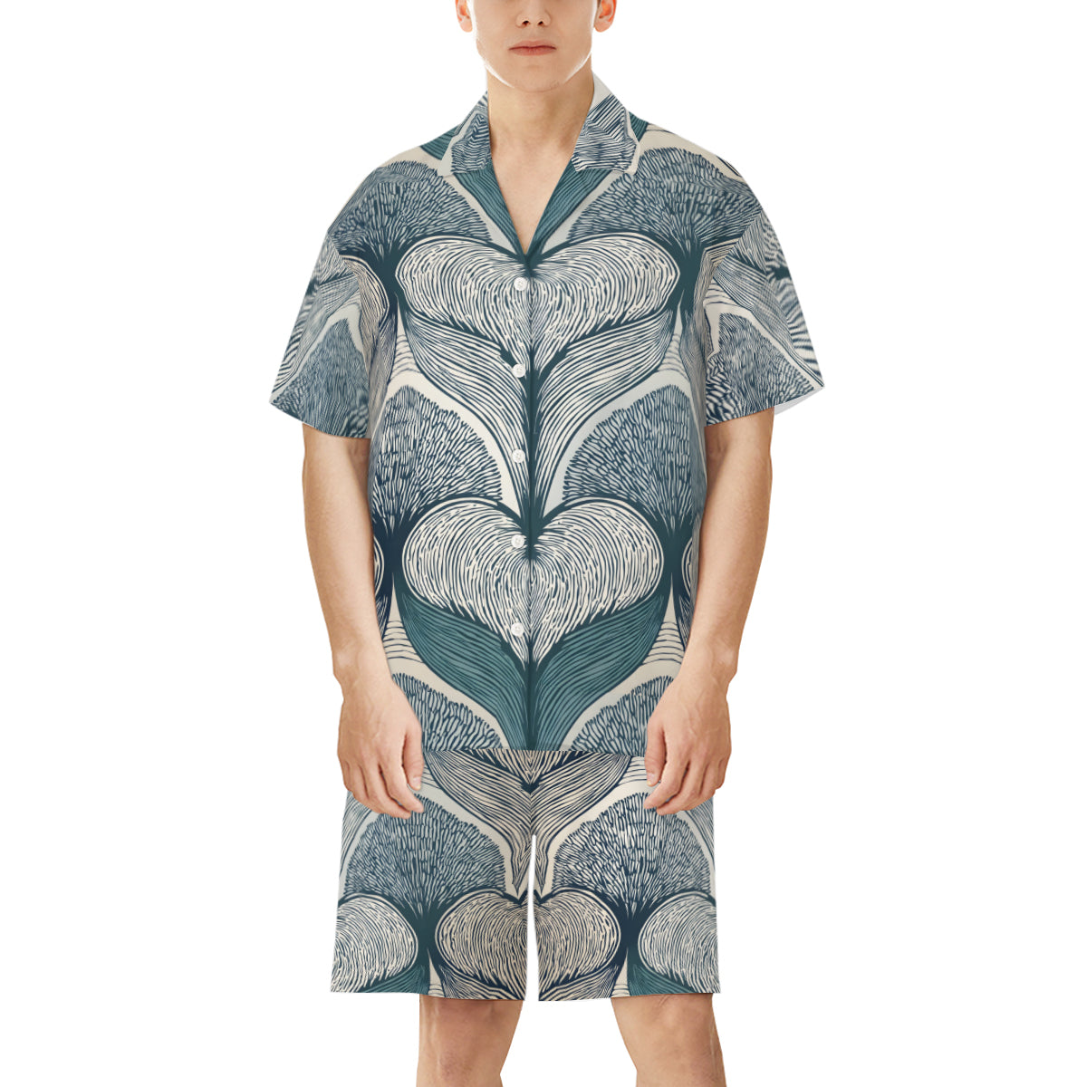 Botanical Patterns Man's Shirt and Short Set