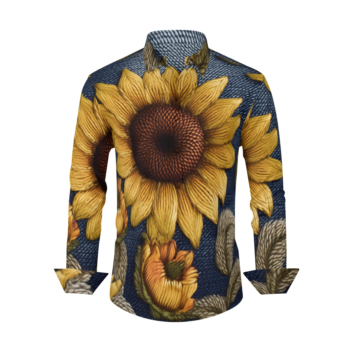 Sunflower Pattern Men's Classic Long-Sleeved Shirt