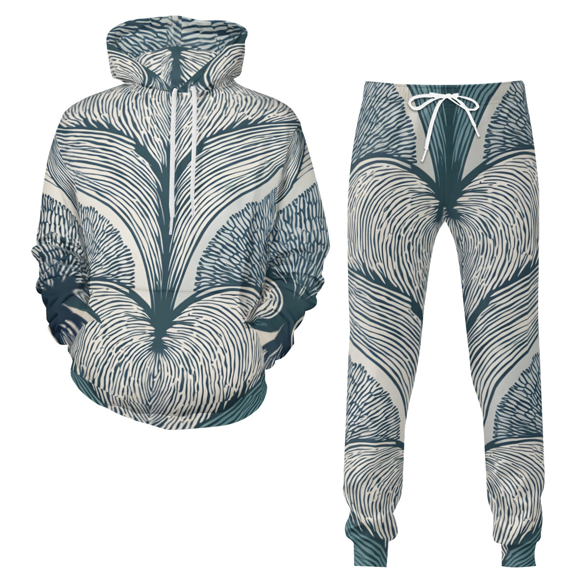 Botanical Patterns Men's Adult Hoodie Set (Double-Layer Hood)