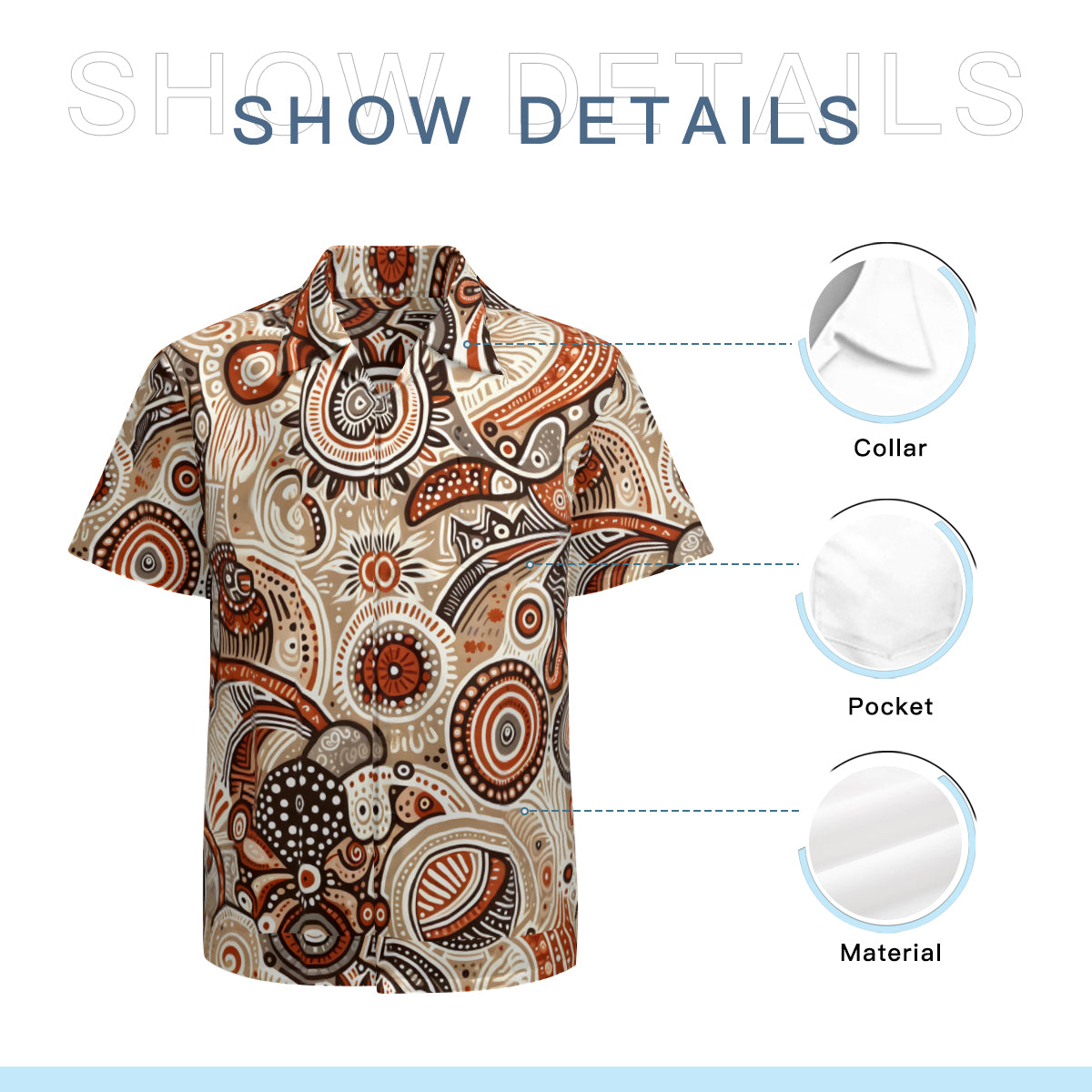 Abstract Motifs Man's Casual Short-Sleeved Shirt