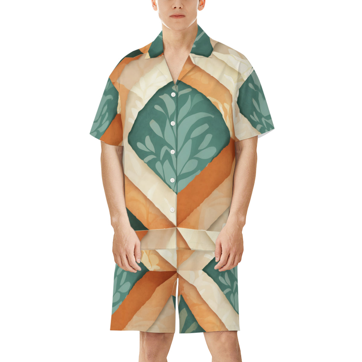 Abstract Pattern Man's Shirt and Short Set