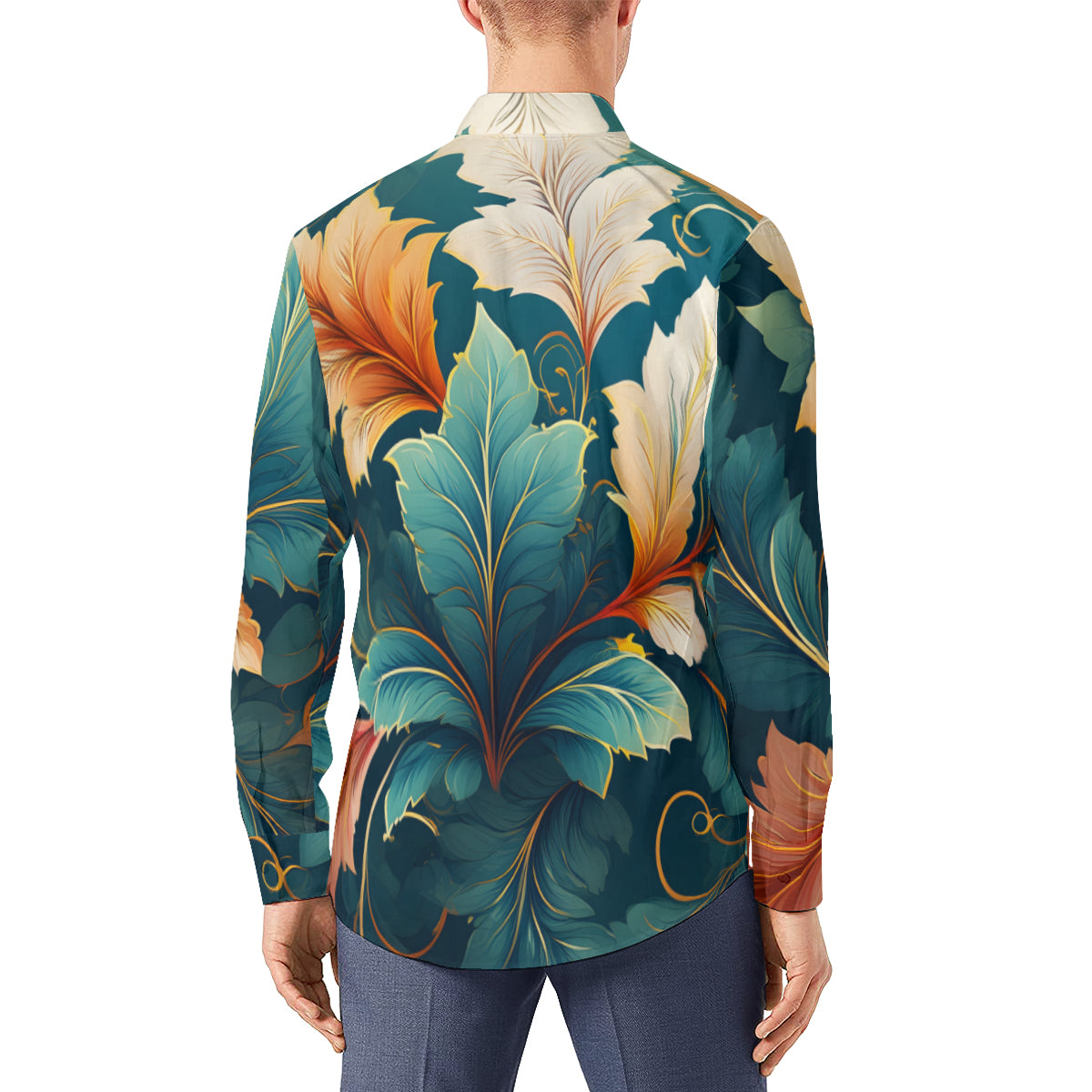 Botanical Pattern Men's Classic Long-Sleeved Shirt