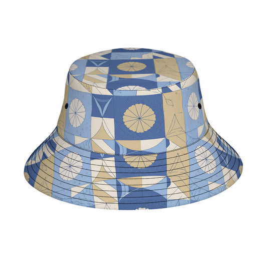 Abstract Blue Pattern Double-Sided Unisex Polyester Bucket Hat