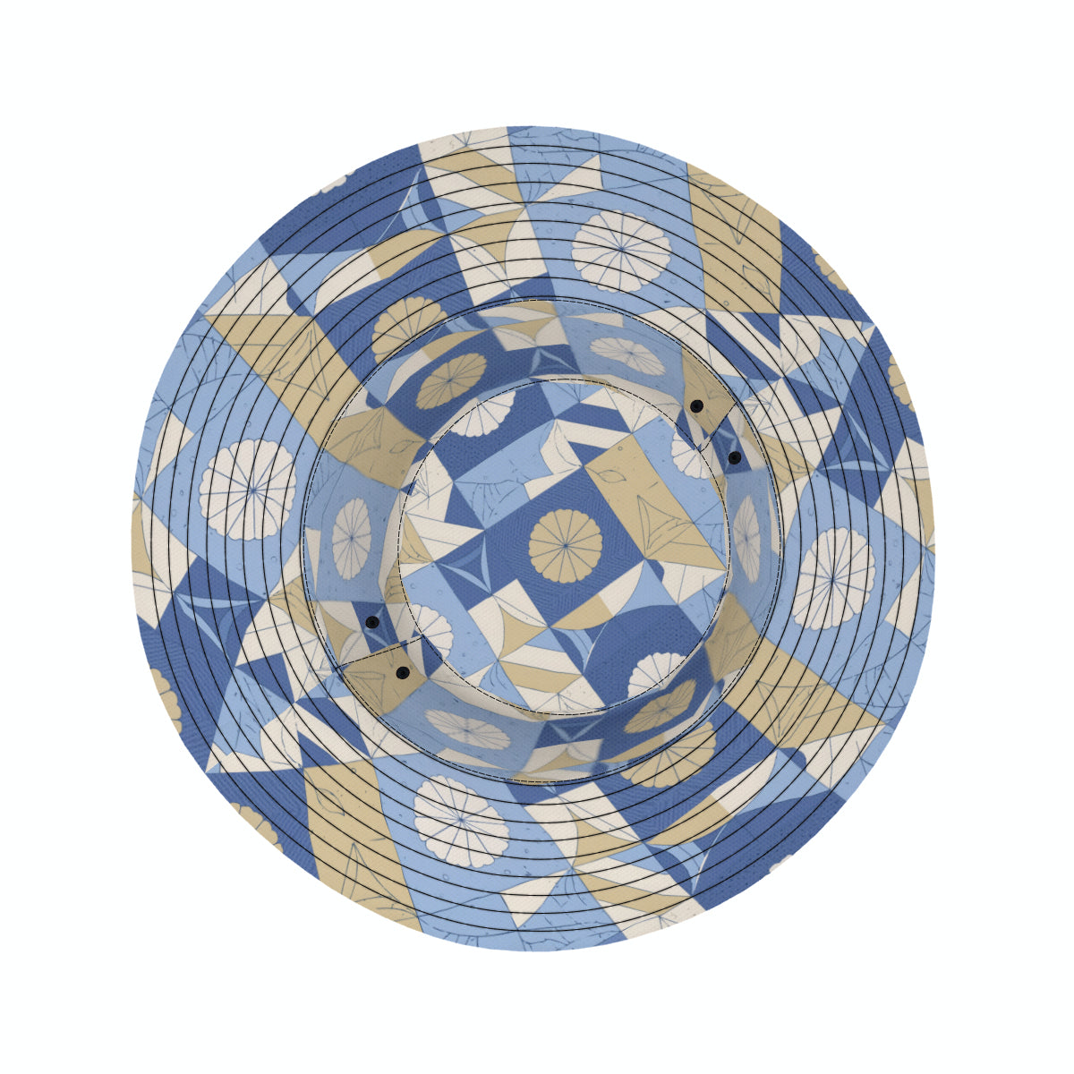 Abstract Blue Pattern Double-Sided Unisex Polyester Bucket Hat