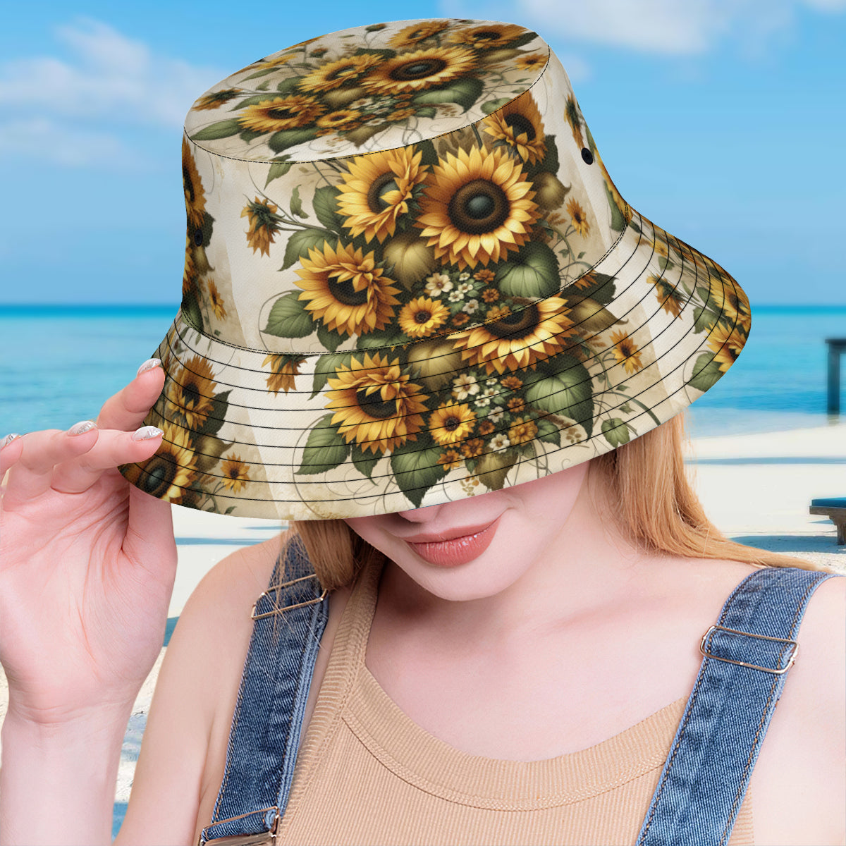 Sunflower Double-Sided Unisex Polyester Bucket Hat