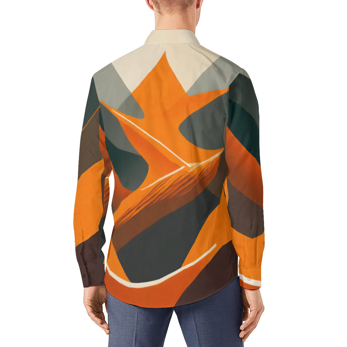 Abstract Orange Men's Classic Long-Sleeved Shirt