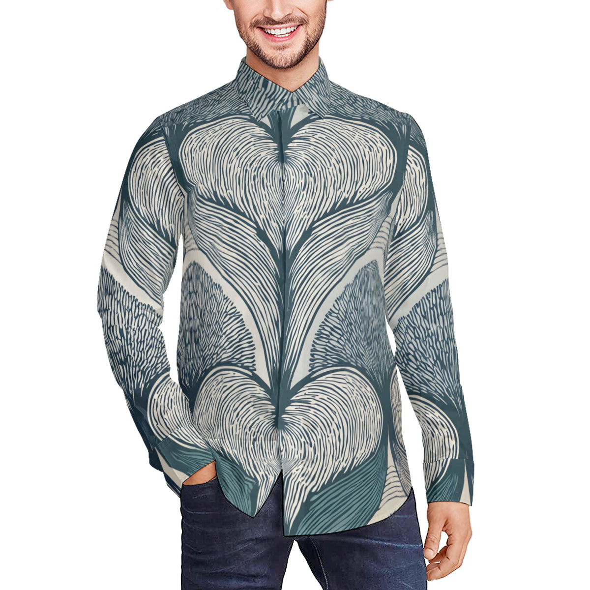 Botanical Patterns Men's Classic Long-Sleeved Shirt