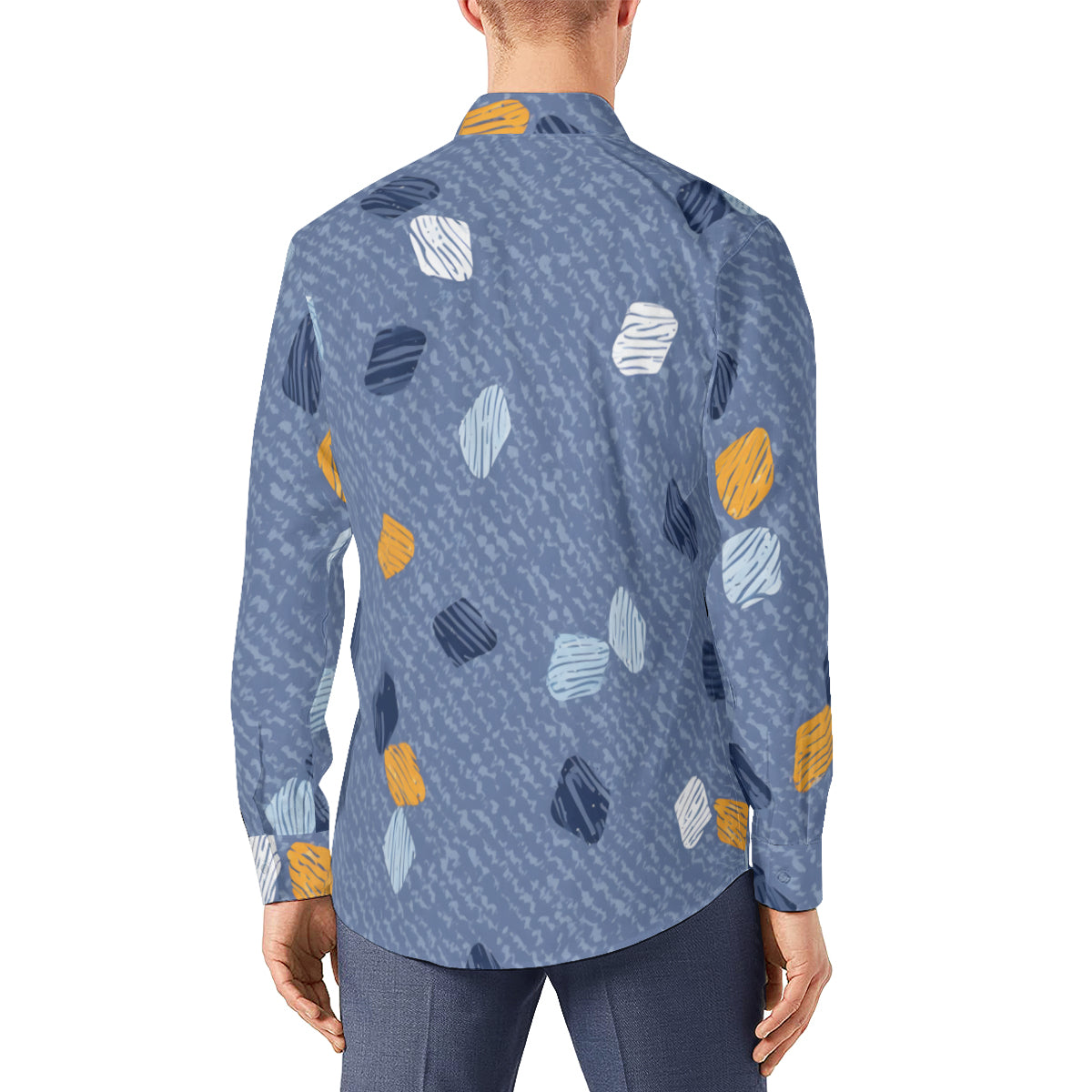 Abstract Denim Pattern Men's Classic Long-Sleeved Shirt