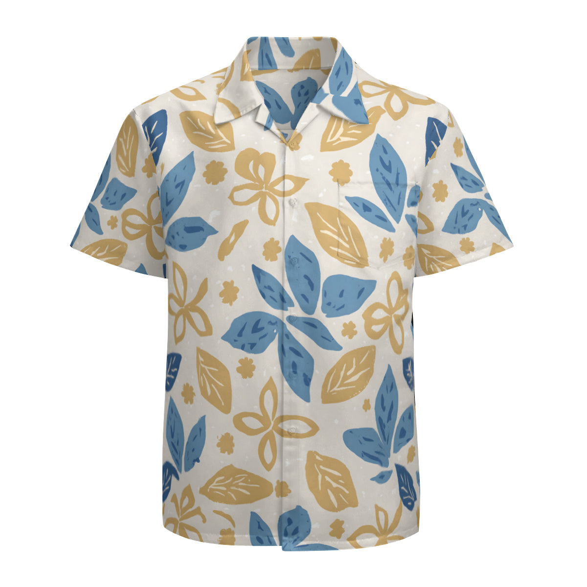 Tropical Floral Pattern Men's Casual Short-Sleeved Shirt