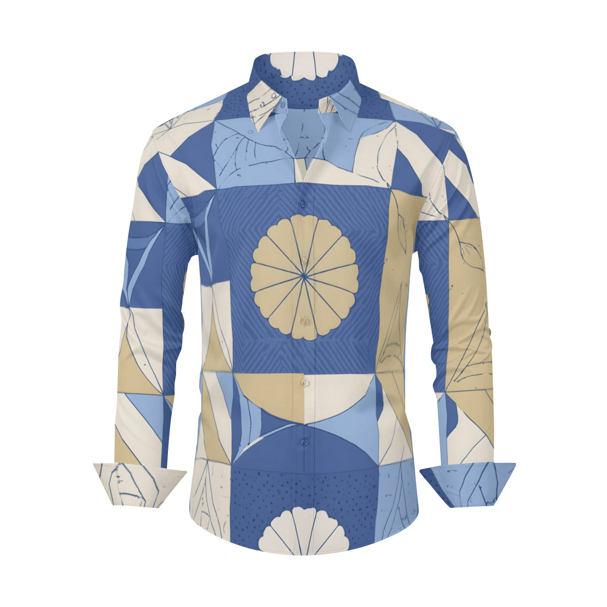 Abstract Blue Pattern Men's Classic Long-Sleeved Shirt