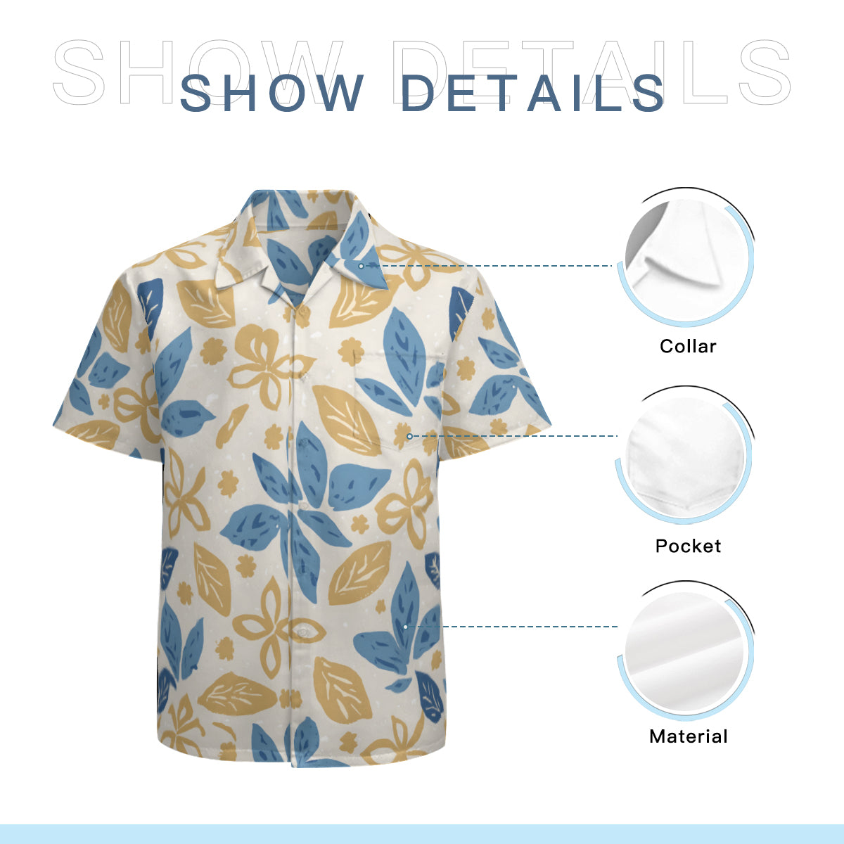 Tropical Floral Pattern Men's Casual Short-Sleeved Shirt