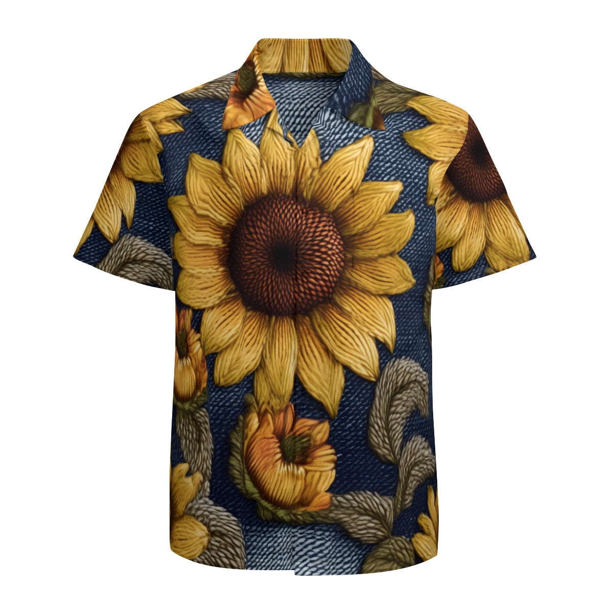 Sunflower Pattern Man's Casual Short-Sleeved Shirt