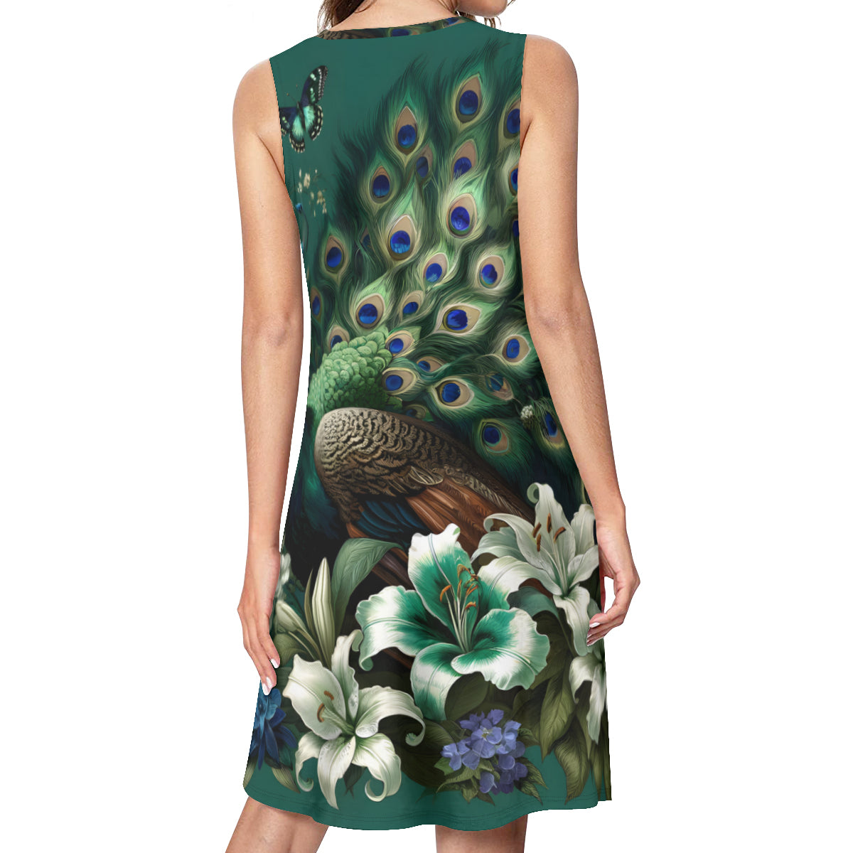 Peacock Pattern Women's Casual Dress